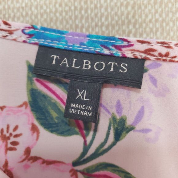 Talbots Floral Print Long Sleeve Keyhole Back Blouse Size XL - Picture 3 of 6